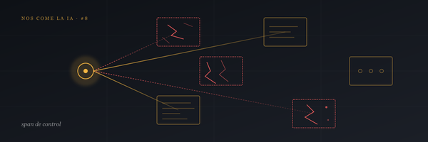 Span de control: nodo central conectado a cajas, la mitad rotas